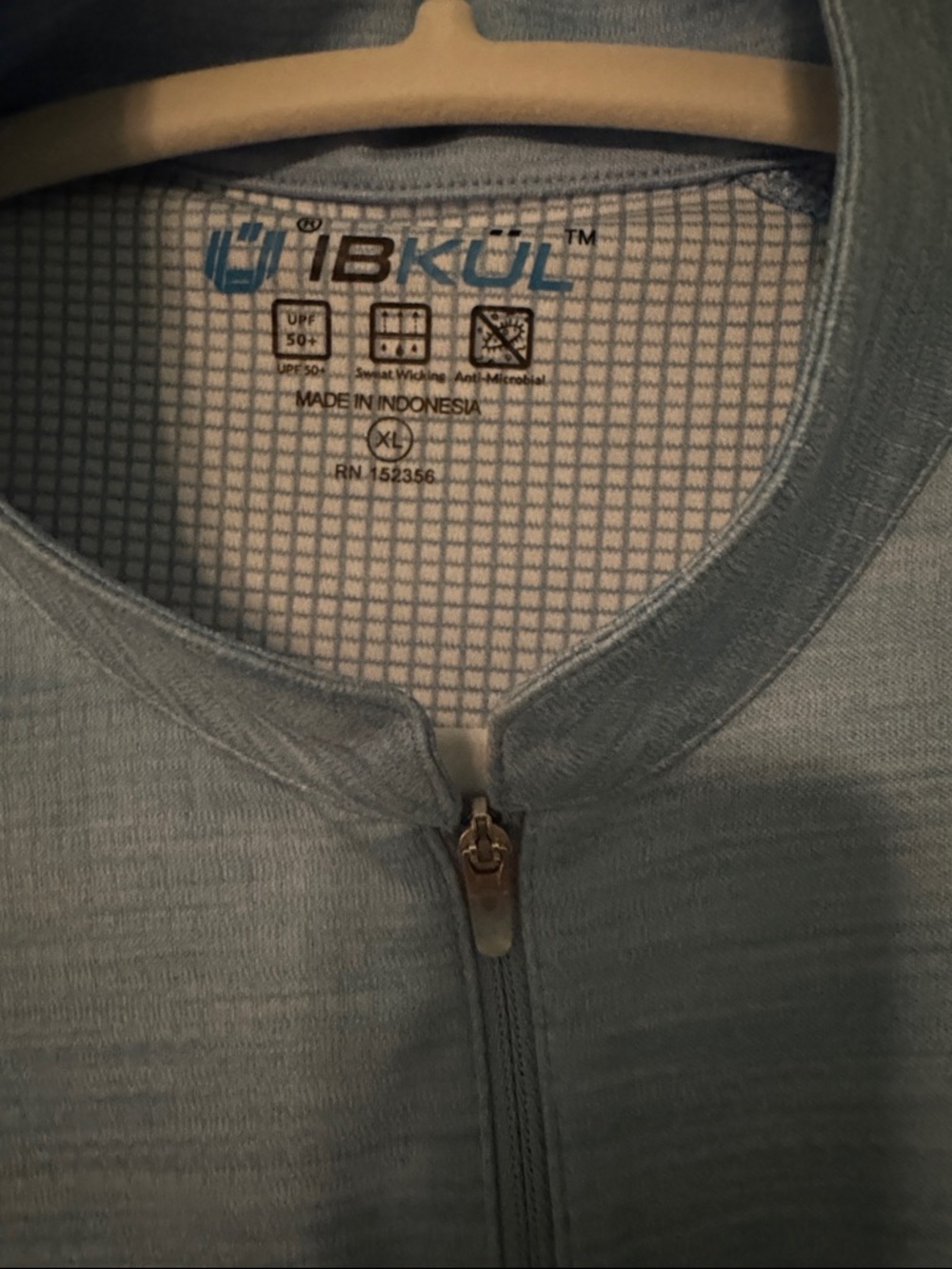 IBKUL Light Blue Zip-Front Mock Neck Pullover - Picture 2 of 6